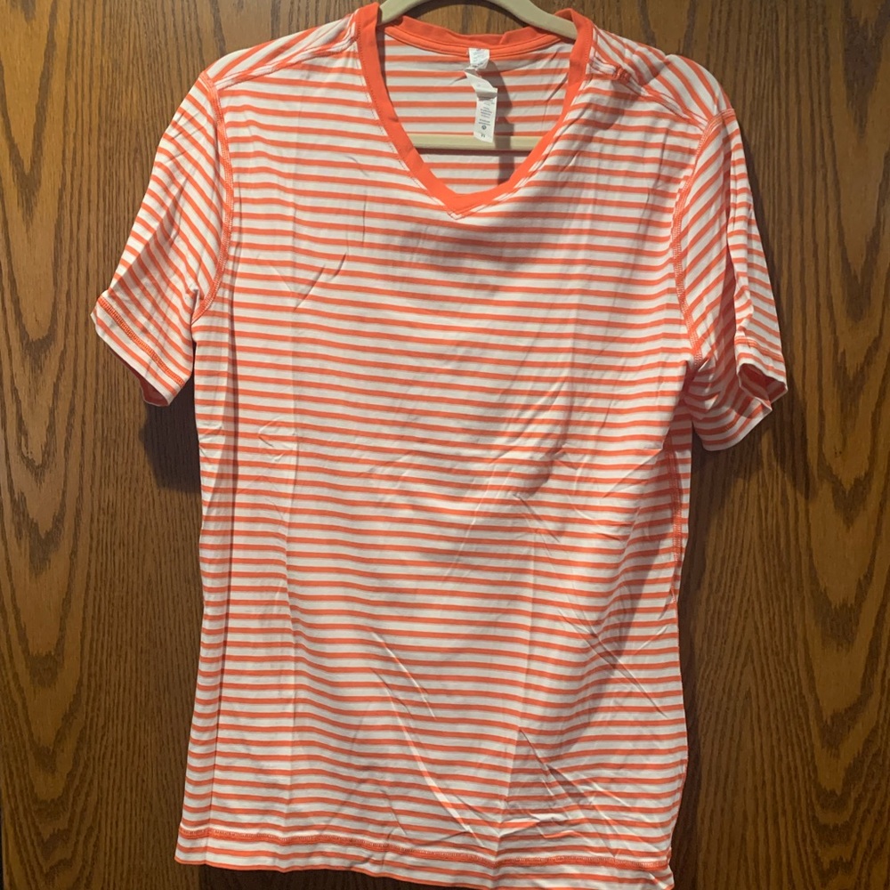 Medium White and Orange striped Lululemon Shirt